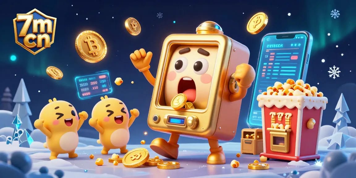 Experience the thrill with the 7m cn animated jackpot scene featuring vibrant slot machines and crypto elements.