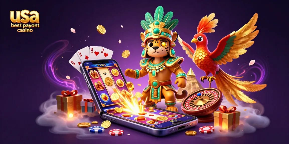 Experience the excitement of the usa best payout casino with vibrant 3D characters, games, and golden coins.