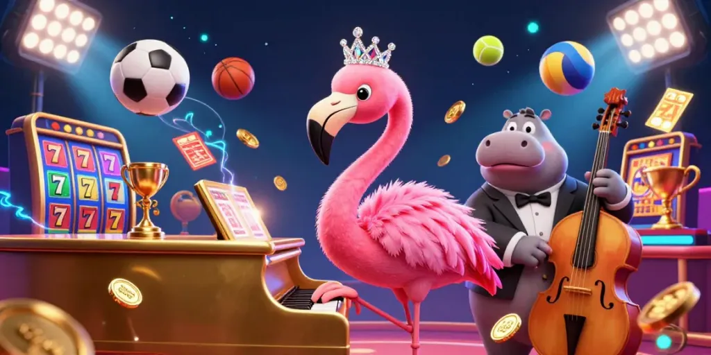 Play thrilling slot gacor games with fun characters in vibrant casino atmosphere.