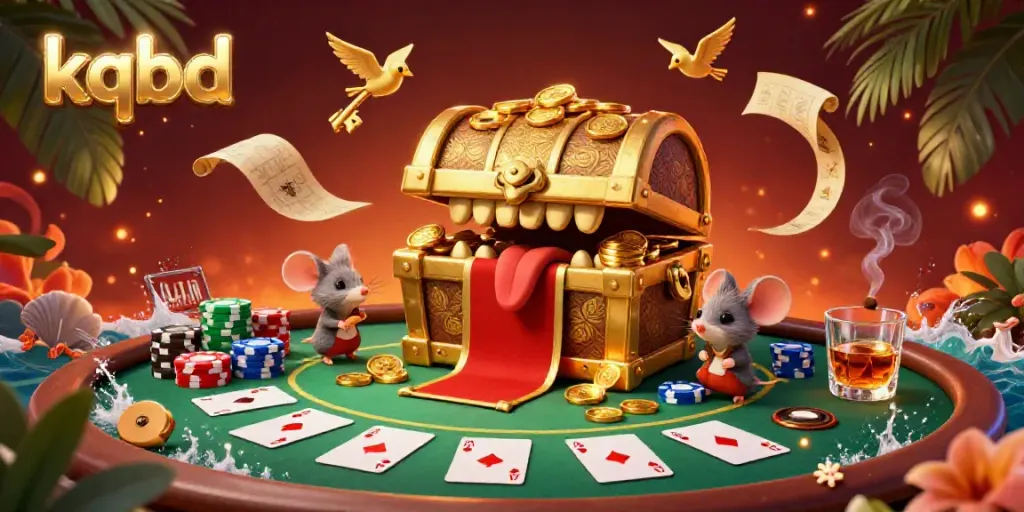 Engage in thrilling gambling with kqbd, exploring riches in a vibrant 3D cartoon scene.