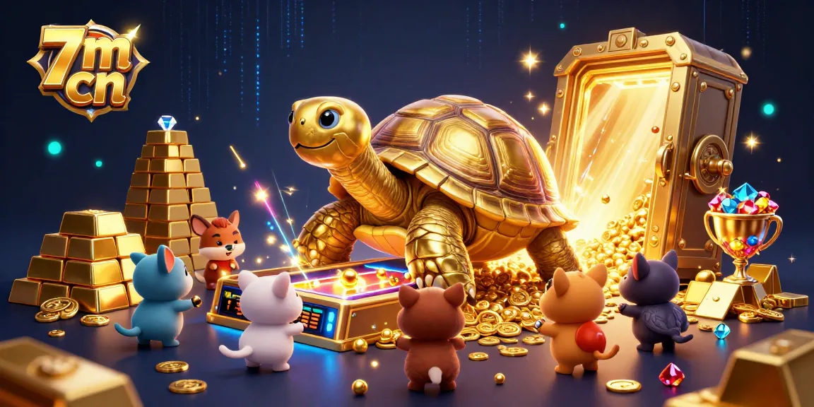 Engage with vibrant 7m cn themed casino scene featuring a golden tortoise pinball machine.
